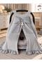 Winter-Weight Piqué Fabric Gray Stroller Cover with Bow Detail and Ruffle Detail - 3