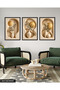Gold Circle and Plant in Vase 3 Piece Wooden Framed Painting Act - 3