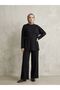 Suit with Front-Slit Piped Pants—Black - 2