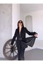 Women's Shawl-Detail Jacket and Pants Set—Long-Tie-Detail, Stylish Two-Piece Set - 2