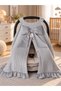 Winter-Weight Piqué Fabric Gray Stroller Cover with Bow Detail and Ruffle Detail