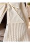 Winter-Weight Piqué Fabric Stroller Cover in Cream with Bow Detail and Ruffle Detail - 2