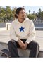 Minimal Navy Blue Star DTG-Printed Hooded Sweatshirt Without Pockets - 2