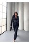 Women's Short Jacket and Pants Set with Snap-Fastened Belt—Stylish, Modern Two-Piece Set - 3