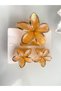 HAIR CLIP - SET OF 3 ORANGE LOTUS-PRINT HAIR CLIPS (1 PIECE 8 CM, 2 PIECES 4 CM) - 6
