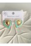 STEEL EARRINGS—HEART-SHAPED, WITH TURQUOISE AND GOLD DETAILS - 4