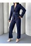 Women's Short Jacket and Pants Set with Snap-Fastened Belt—Stylish, Modern Two-Piece Set