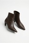 Romina Women's Coffee-Colored Genuine Leather Boots with 5 cm Heels - 4