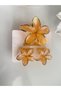 HAIR CLIP - SET OF 3 ORANGE LOTUS-PRINT HAIR CLIPS (1 PIECE 8 CM, 2 PIECES 4 CM) - 4