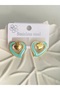 STEEL EARRINGS—HEART-SHAPED, WITH TURQUOISE AND GOLD DETAILS - 6