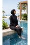 Adjustable-Waist, Elastic-Waisted, Water-Repellent Fabric, 3-Piece Fully Covering Modest Swimwear Hijab Burkini - 5