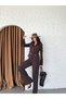 Women's Gold-Buttoned Belted Jacket and Pants Set with Pocket Detail—Stylish Two-Piece Set - 2