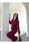 Women's Gold-Buttoned Belted Jacket and Pants Set with Pocket Detail—Stylish Two-Piece Set - 3