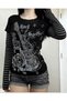Rock Together Gray and Black Striped Long-Sleeved Grunge Blouse - 2