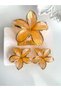 HAIR CLIP - SET OF 3 ORANGE LOTUS-PRINT HAIR CLIPS (1 PIECE 8 CM, 2 PIECES 4 CM) - 2