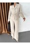Women's Gold-Buttoned Belted Jacket and Pants Set with Pocket Detail—Stylish Two-Piece Set - 6