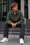 Men's Relaxed-Fit Melton Wool Blend Button-Up Premium Khaki Jacket - 4