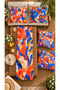 Vibrant Orange and Cobalt Blue Modern Abstract Floral Print 4-Piece Cushion Cover Set + 1 Table Runner – 43x43 cm Reversible Cushion Covers, 40x140 cm Table Runner - 2