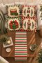 New Year's-Themed Nutcracker and Gift Box Patterned Set of 4 Cushion Covers and Table Runner, 43x43 cm; Reversible with Invisible Zipper, 40x140 cm