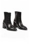 Women's Thick Heel Zip-Up Boots, 655624, Black Crocodile Print - 4