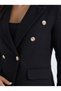 Black Tweed Blazer with Button Details and Lined Construction - 2