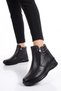 Women's Genuine Leather Zip-Up Boots 83707 Black - 3
