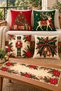 New Year's-Themed Set of 4 Cushion Covers and a Table Runner Featuring Christmas Tree, Reindeer, and Nutcracker Designs, 43x43 cm, Reversible with Invisible Zipper, 40x140 cm - 2