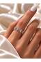 Minimalist Women's Ring with Twisted Chain Motif and Zircon Stones—Stylish Design with a Steel-Like Finish - 3