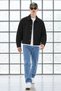 Men’s Shirt Collar Button-Front Black Melton Jacket - 4