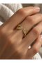 Adjustable Double-Curved Women's Ring with a Steel-Like Finish and Chic Design Featuring Zircon Stone Embellishment - 2
