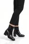 Women's Thick Heel Zip-Up Boots, 655624, Black Crocodile Print - 3