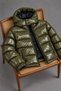 Men's Khaki Winter Jacket with Hood, Padded Design, and Zipper - 5