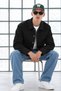 Men's Oversized Black Transitional Jacket with Pockets - 5