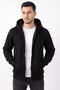 Men's Black Casual Hooded Zipper Jacket