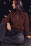 Women's Sporty-Chic Casual Brown Sweatshirt - 3
