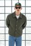 Men’s Shirt Collar Button-Front Melton Khaki Jacket - 3