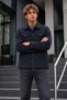Men's Double-Breasted, Jacket made from thick fabric in charcoal grey, with two chest pockets - 5