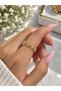 Minimalist Women's Ring with Twisted Chain Motif and Zircon Stones—Stylish Design with a Steel-Like Finish - 4