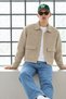 Men's Oversized Cream-Colored Transitional Jacket with Pockets - 2