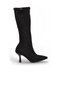 Women's Mid-Heel Zipper Boots 459216 Black Suede - 3