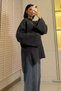 Premium Mock Neck Knit Sweater with Side Slits - Anthracite - 3