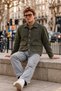 Men's Button-Front Melton Casual Khaki Jacket - 2