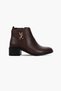 Clover Women's Genuine Leather Gold Buckle Detail Zip-Up Heeled Boots b4763