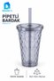 Transparent Patterned Cold Beverage Cup with Diamond-Shaped Pipette and Lid