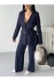 Women's Belt Detail Jacket and Pants Set—Stylish, Modern-Cut Two-Piece Set - 7