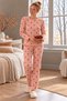 Women's Cherry-Print Thermal Fabric Ultra-Soft Crew-Neck Knit Pajama Set - 2