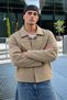 Men's Melton Shirt Collar Button-Up Jacket with Pockets for Everyday Wear - 5
