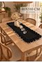 BLACK Table Runner WITH FRINGE, WHITE-EDGED, DECORATIVE, SMALL SIZE 40X110 CM - 2