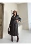 Women's Leather Trench Coat with Long Belt, Patchwork Design, and Back Slit—Stylish Transitional Outerwear - 6