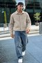 Men's Melton Shirt Collar Button-Up Jacket with Pockets for Everyday Wear - 3